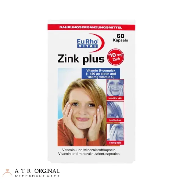 کپسول زینک پلاس یورو ویتال 10 میلی گرم بسته 60 عددی