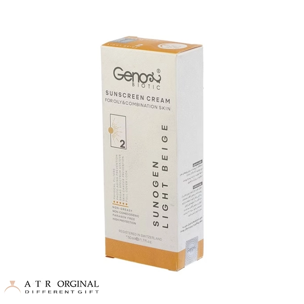 کرم ضد آفتاب بژ روشن ژنو بایوتیک اس پی اف 50 مخصوص پوست چرب و مختلط