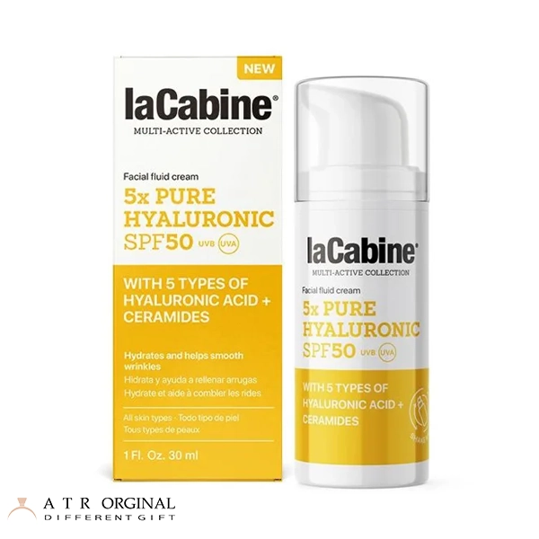 ضد آفتاب فلوییدی لاکابین مدل ۵ نوع هیالورونیک اسید خالص