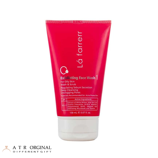 ژل شستشو صورت لافارر مناسب پوست چرب و مستعد آکنه مدل لایه بردار شماره 1