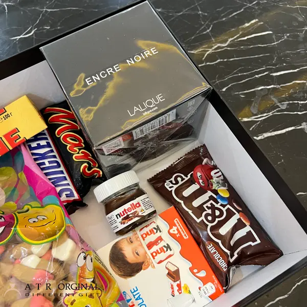 باکس هدیه مردانه عطر لالیک مشکی چوبی انکر نویر