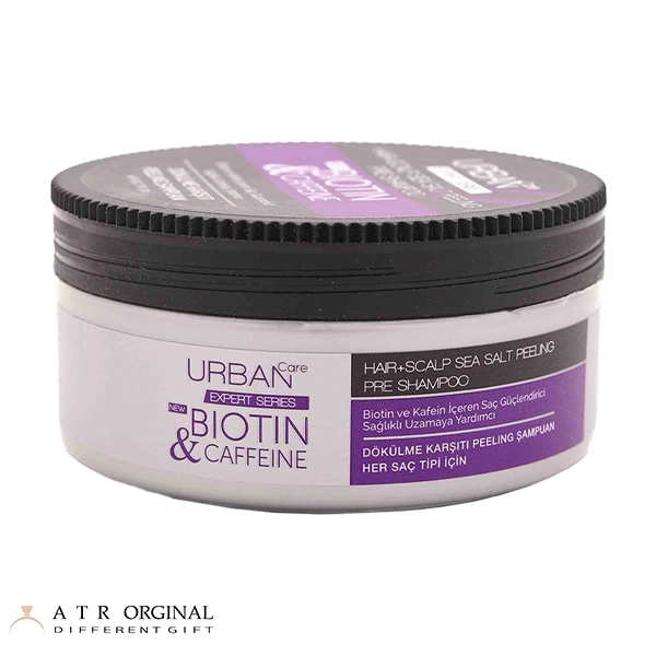 اسکراب لایه بردار پوست کف سر حاوی بیوتین و کافئین و نمک دریا اربن کر