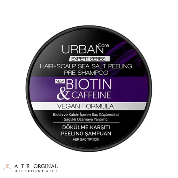اسکراب لایه بردار پوست کف سر حاوی بیوتین و کافئین و نمک دریا اربن کر