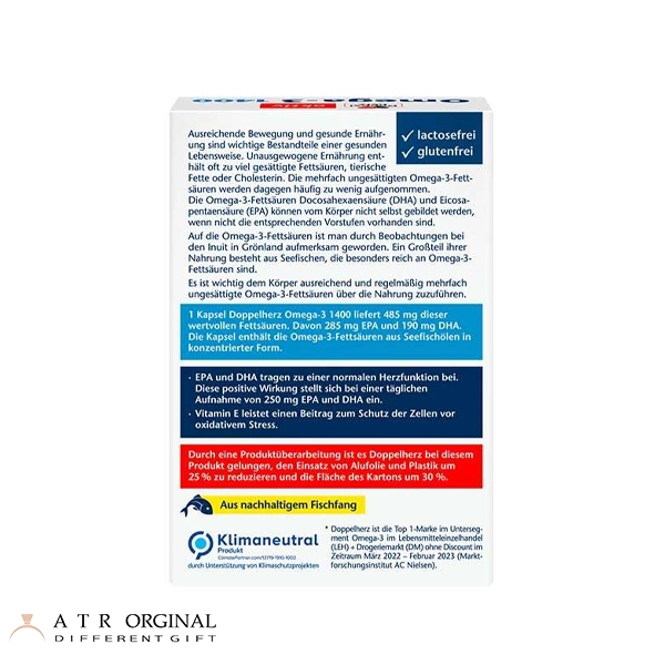 کپسول امگا ۳ ۱۴۰۰ و ویتامین E دوپل هرز