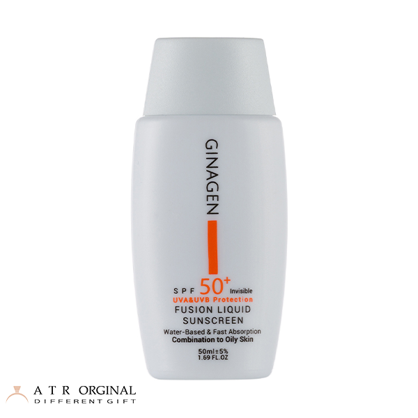 ضد آفتاب بی رنگ ژیناژن مدل Fusion liquid مناسب پوست چرب