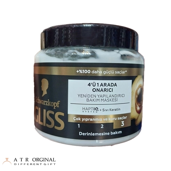 ماسک مو گلیس مشکی 4 کاره موی بسیار آسیب دیده Gliss