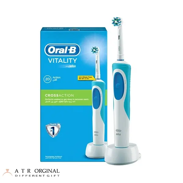 مسواک برقی اورال-بی مدل Vitality Cross Action رنگ سفید آبی